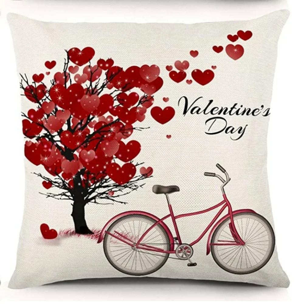 Valentine's Day 18x18 Pillow Cover Red Bicycle